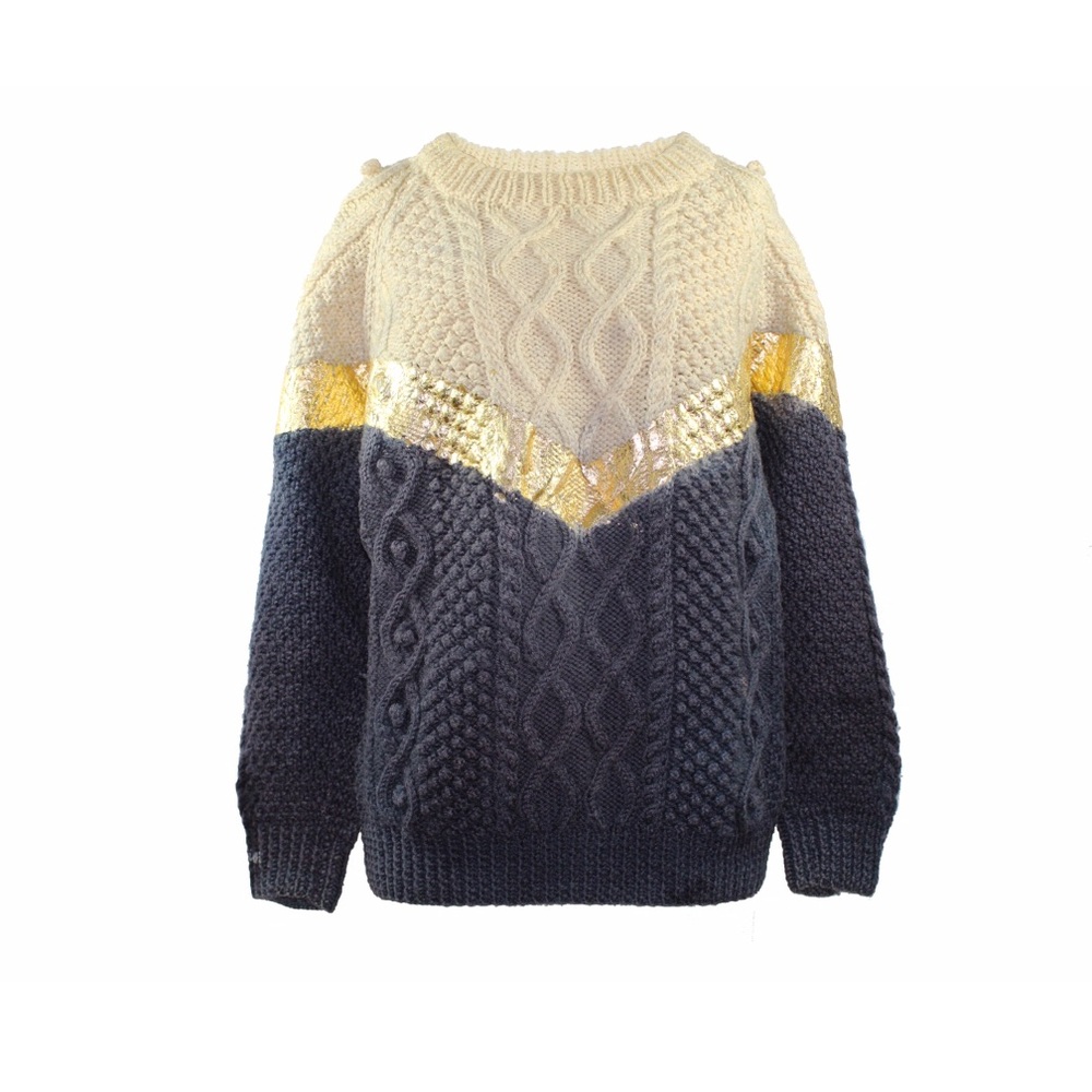 Tie Dye Gold foiled Wool Knitted Sweater